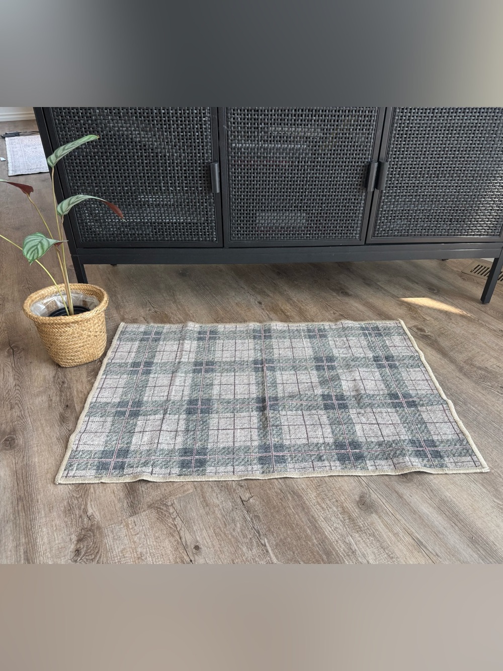 Ruggable Alfie Plaid Natural & Green Flatwoven Rug